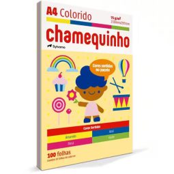 Papel Sulfite Chamequinho A4 75g com 4 Cores  PT 100 FL